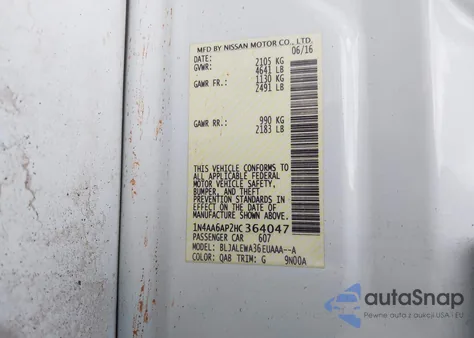 2017 Nissan Maxima 3.5 Sl from USA, damaged, VIN 1N4AA6AP2HC364047